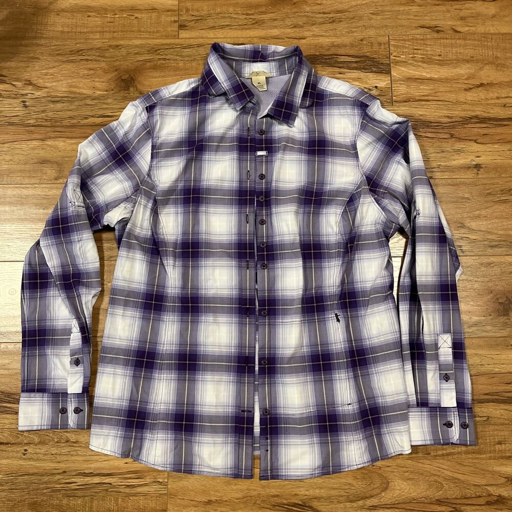 Duluth Trading Co Women's Size XL Outdoor Plaid Button Up Purple Lightweight